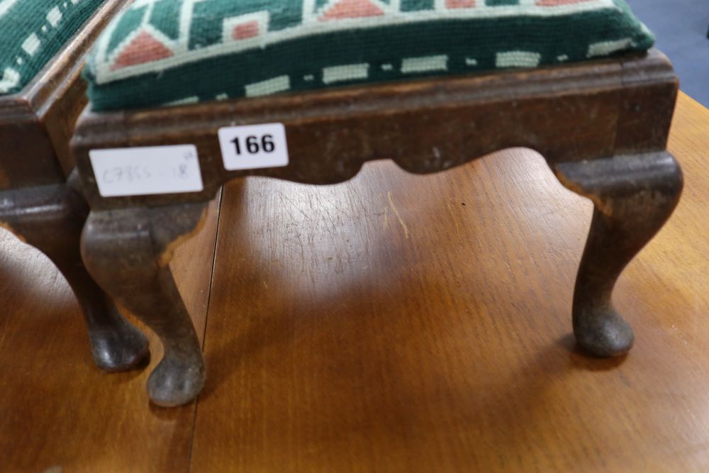 A pair of Georgian style mahogany foot stools, 38 x 33cm